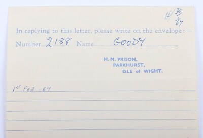 The Great Train Robbery, Hand Written Letters signed by Gordon Goody & Roy James Jnr, Parkhurst Prision 1967. - 2