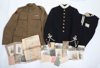 WW1 British 02 Pattern Tunic, Attributed to Pte Peattie, Army Service Corps, Ammunition Column, with Accompanying Photographs and War Medal.