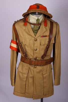 WW1 British Staff Colonels Tunic with Steel Combat Helmet Having Original Cloth Trench Cover,