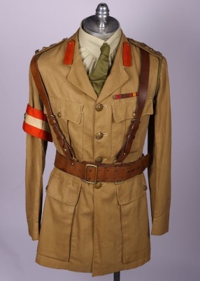 WW1 British Staff Colonels Tunic with Steel Combat Helmet Having Original Cloth Trench Cover, - 12