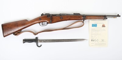 Deactivated 1890 Model French Berthier Bolt Action Carbine & Bayonet