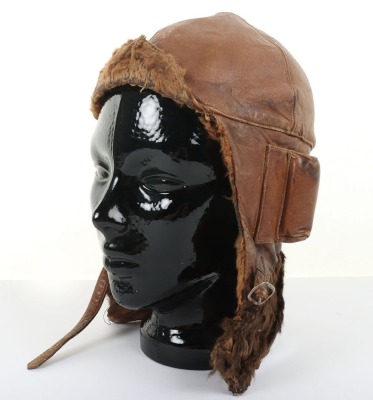 Great War Period Royal Flying Corps Leather Flying Helmet - 3