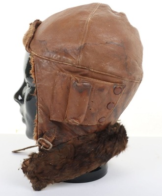 Great War Period Royal Flying Corps Leather Flying Helmet - 4