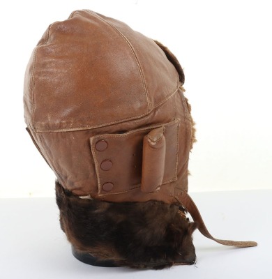 Great War Period Royal Flying Corps Leather Flying Helmet - 6
