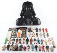 FORTY TWO LOOSE 1ST -2ND-3RD WAVE VINTAGE STAR WARS FIGURES WITH COLLECTORS CASE