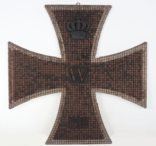 Large and Impressive Imperial German 1914 Iron Cross with the Body Maid Up of Iron Nails Representing a Prayer or Good Luck Wish to Soldier at the Front