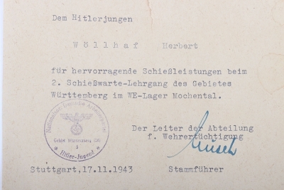 WW2 German Hitler Youth 1943 Shooting Citation - 3