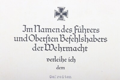 WW2 German Iron Cross 2nd Class Award Citation 7./Grenadier Regiment 279, - 3