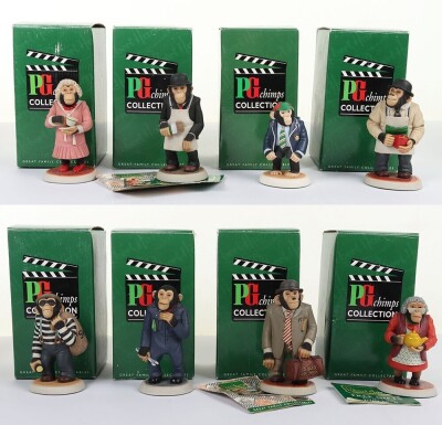 Eight Robert Harrop PG Chimps Collection Figurines boxed.