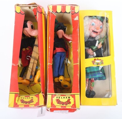 Collection of Vintage Pelham Puppets boxed.