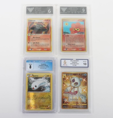 Four Graded Pok&eacute;mon Trading Cards.
