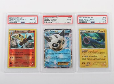 Three Graded PSA Pok&eacute;mon Trading Cards.