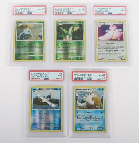 Five Graded PSA Pok&eacute;mon Trading Cards.