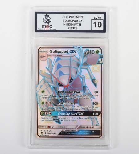2019 Pok&eacute;mon GOLISOPOD GX HIDDEN FATES Graded MGC 10 Trading Card.