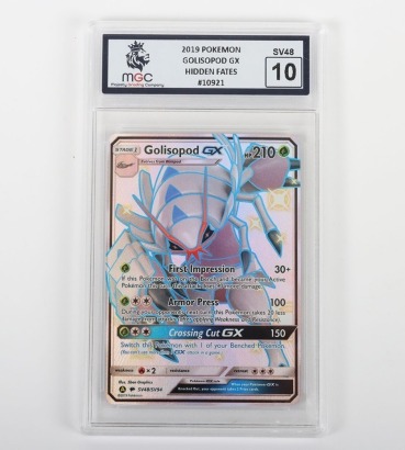 2019 Pok&eacute;mon GOLISOPOD GX HIDDEN FATES Graded MGC 10 Trading Card.