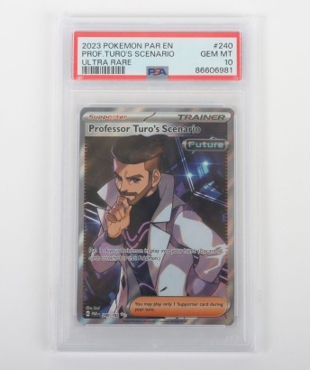 2023 Pok&eacute;mon PAR EN PROFESSOR TURO'S SCENARIO ULTRA RARE Graded PSA 10 Trading Card.