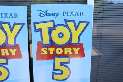 Two Large Point of Sale POS Promotional Banner for Disney Pixar Toy Story 5 2026 Movie Film. - 3