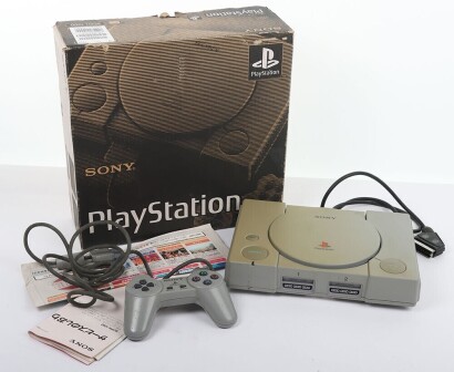 Vintage Sony PlayStation One PS1 Japanese Games Console version boxed.