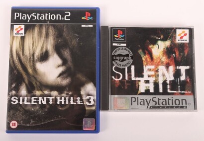 Two Vintage Playstation Silent Hill Video Games.
