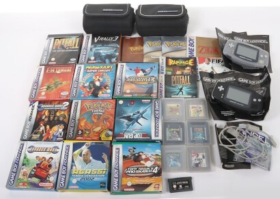 Collection of Vintage Gameboy Advance Gameboy Games and Consoles Nintendo.