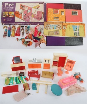 Collection of Vintage Palitoy Pippa Dolls Playset and Furniture.