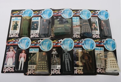 Ten Vintage Doctor Who Dapol Action Figures moc carded.