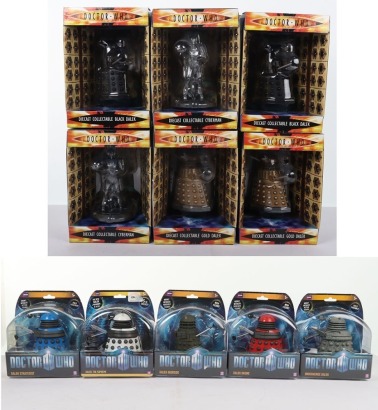 Eleven Doctor Who Toys Boxed.