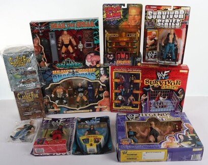 Eleven Modern 90s 2000s WWE Wrestling Wrestlers Action Figures Boxed Jakks Pacific Toy Biz.