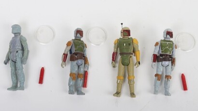 Four Vintage Star Wars Rocket Firing Boba Fett action figures.