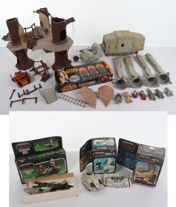 Collection of Vintage Star Wars Vehicle parts Action Figures and accessories.