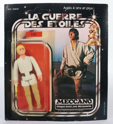 Scarce Vintage Star Wars Luc Luke Skywalker Farmboy Meccano Action Figure carded moc 1977.