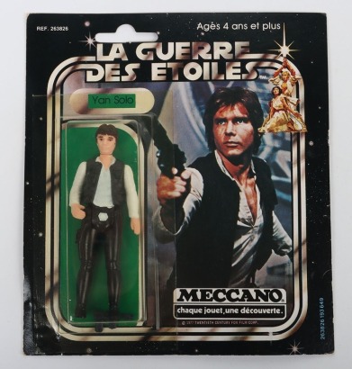 Scarce Vintage Star Wars Han Solo Yan Solo Meccano Action Figure carded moc 1977.