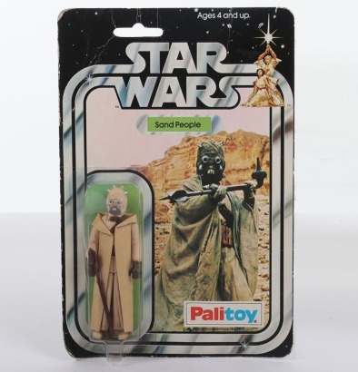 Vintage Star Wars Sand People Tusken Raider Palitoy moc carded action figure.
