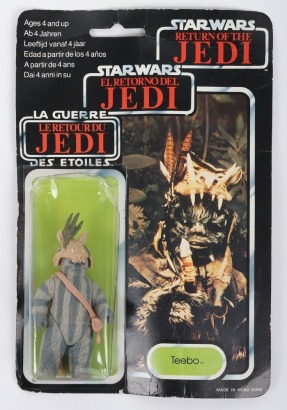 Vintage Star Wars Return of the Jedi Teebo Tri-Logo Palitoy Action Figure carded moc.