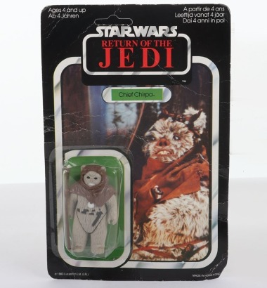 Vintage Star Wars Return of the Jedi Chief Chirpa Palitoy moc carded action figure.
