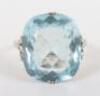 A large aquamarine, diamond, gold and platinum dress ring (marks ineligible) - 3