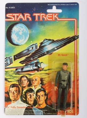 Vintage Mego Corps Star Trek Five Faces Mr. Spock carded moc action figure.