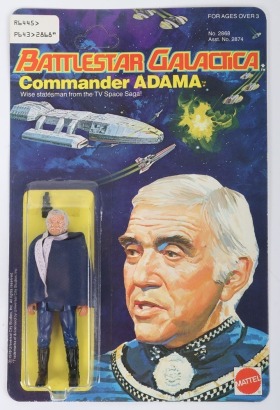 Vintage Battlestar Galactica Commander Adama carded moc action figure Mattel.