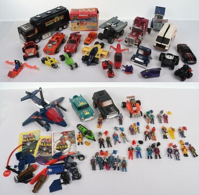 Collection of Vintage M.A.S.K. Mask Kenner Action Figures and Vehicles.
