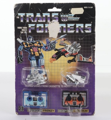 Vintage Transformers Generation One G1 Decepticon Frenzy and Laserbeak boxed carded moc complete Hasbro.