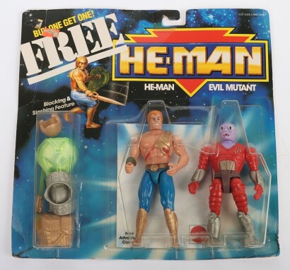 Scarce Vintage Masters of the Universe He-Man New Adventures of Two Pack six back carded moc action figures.