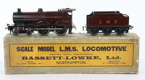 Bassett-Lowke boxed 3-rail electric 0 gauge LMS 4-4-0 Standard Compound locomotive and tender,