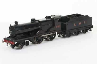 Bassett-Lowke 3-rail electric 0 gauge LMS 2P class 4-4-0 locomotive and tender,