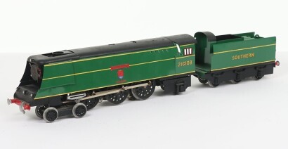 Scratch/kit built 0 gauge electric Merchant Navy class Southern 4-6-2 &lsquo;Padstow&rsquo; locomotive and tender,