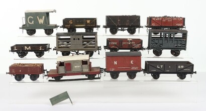 Collection of 0 gauge wooden bodied wagons and vans,