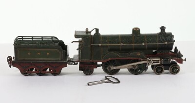 Scarce early Marklin 0 gauge clockwork GNR 4-4-2 Atlantic class locomotive and tender, circa 1905, - 5