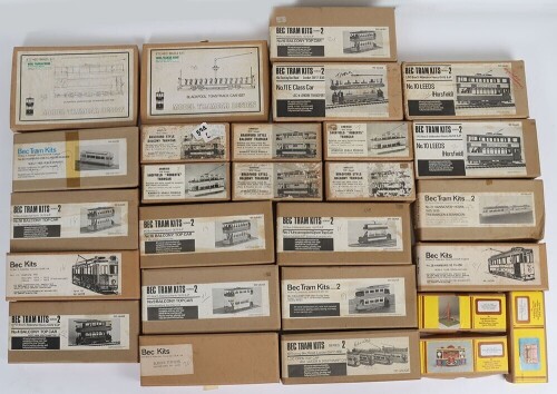 Collection of OO gauge unbuilt BEC white metal tram kits,