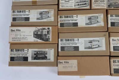 Collection of OO gauge unbuilt BEC white metal tram kits, - 3