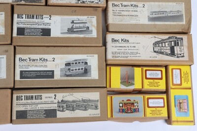 Collection of OO gauge unbuilt BEC white metal tram kits, - 4