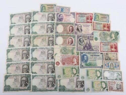 A selection of GB and Spanish banknotes